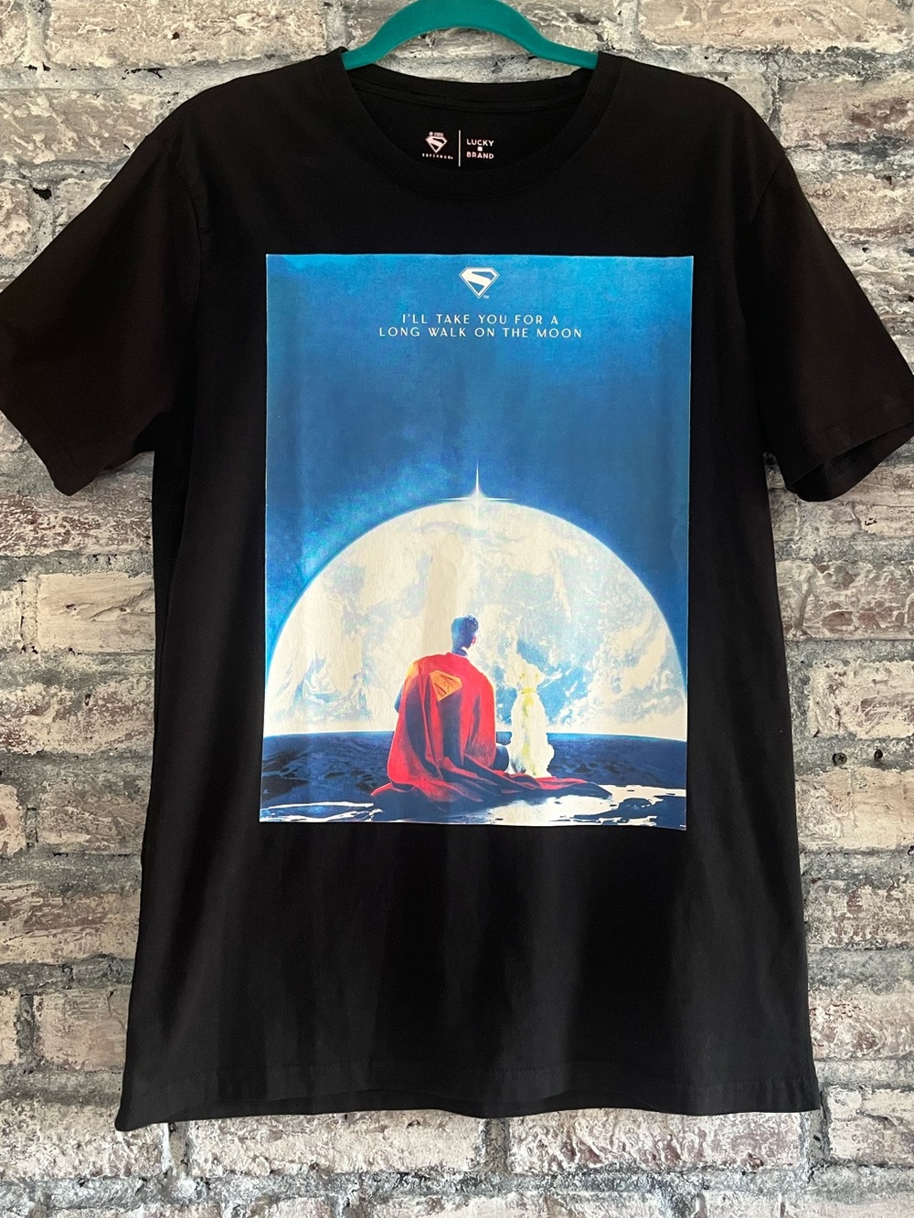 Lucky Brand Superman Graphic “I”ll TAKE YOU FOR A LONG WALK ON THE MOON “
